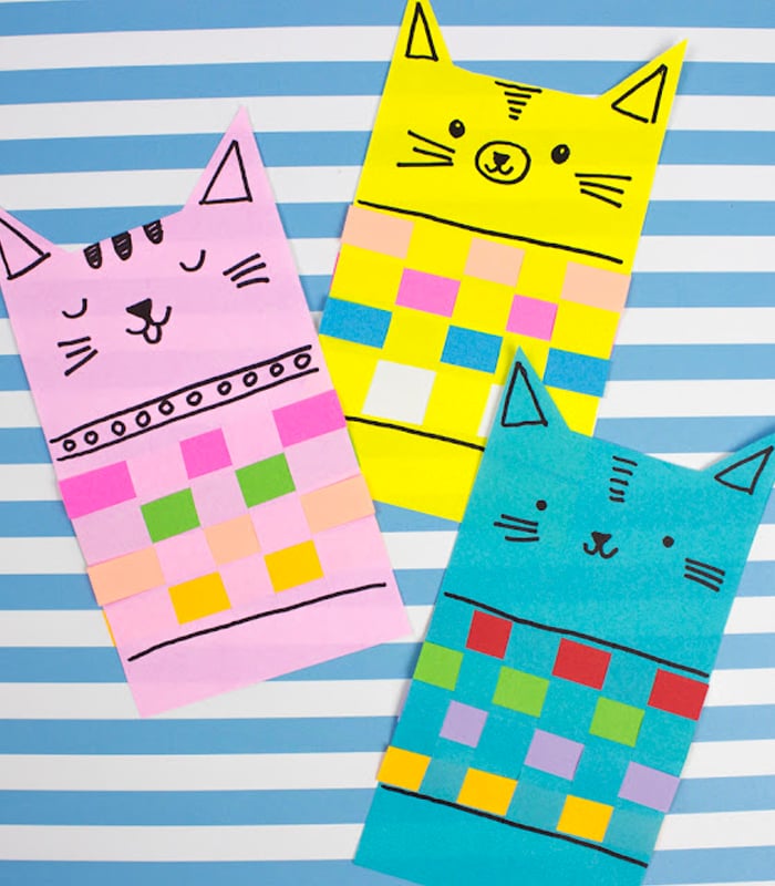 Construction-paper-crafts-pinkstripeysocks-Woven-Paper-Kitty-Craft